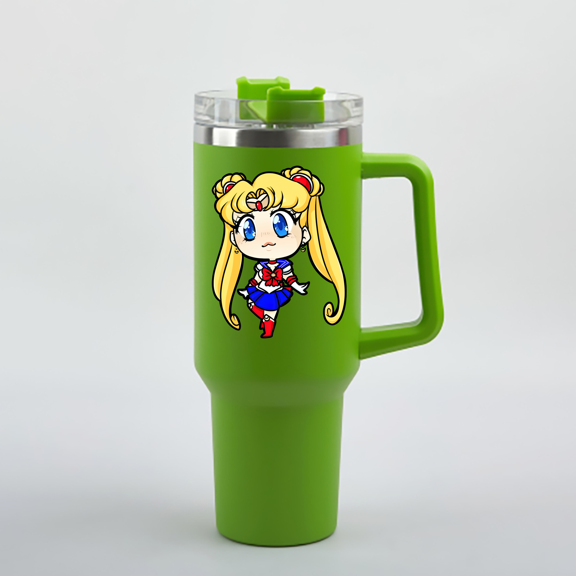 （画像用） 美少女戦士セーラームーン 月野 うさぎ つきの うさぎ Sailor Moon Tsukino Usagi 1200mL車用タンブラー - クリスタルステッカー（プラスチックストロー付き）